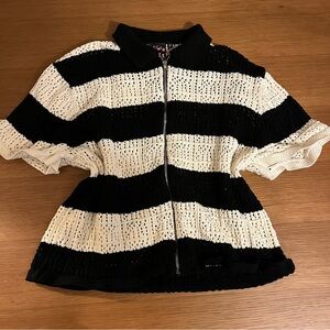 Black and White Striped Knit Jacket